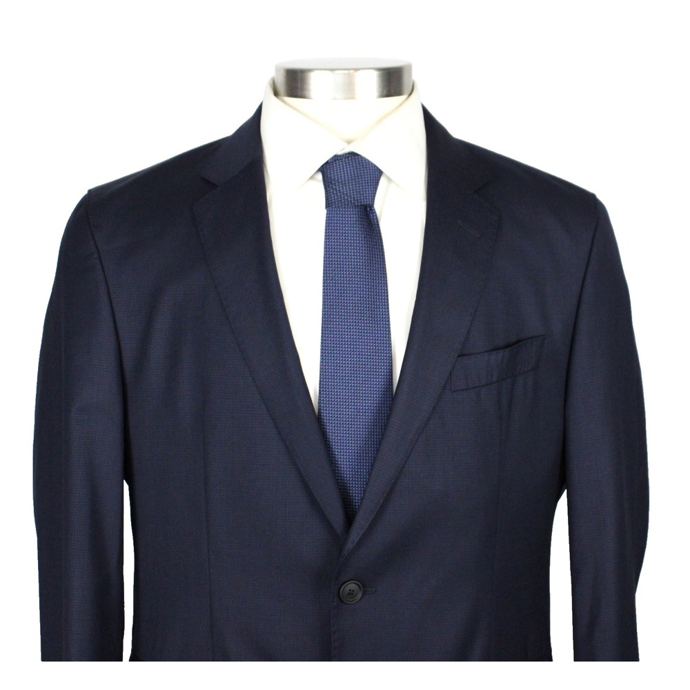 Hugo Boss Huge Performance Suit 42 S Mens Slim Fit Navy Wool Stretch 2 Piece - Picture 3 of 16